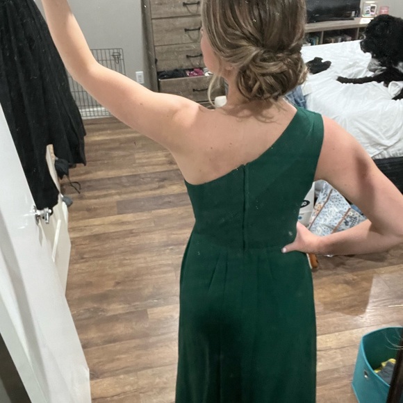 David’s Bridal bridesmaid dress Juniper off the shoulder chiffon. Worn once - Picture 3 of 4